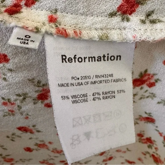 Reformation Marina Ditsy Floral Cream Mini Dress Size 0 - Picture 11 of 12